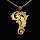 Engraved Leaf pendant - 14K yellow gold+chain