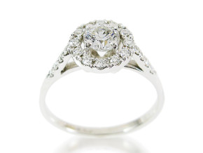 Halo white gold engagement ring